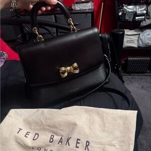 Ted Baker Black and Gold Bow Satchel